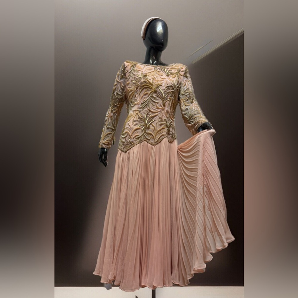 Vintage Bridgerton Victoria Royal Pink Floral Embroidered Maxi Gown Halloween - Picture 2 of 12